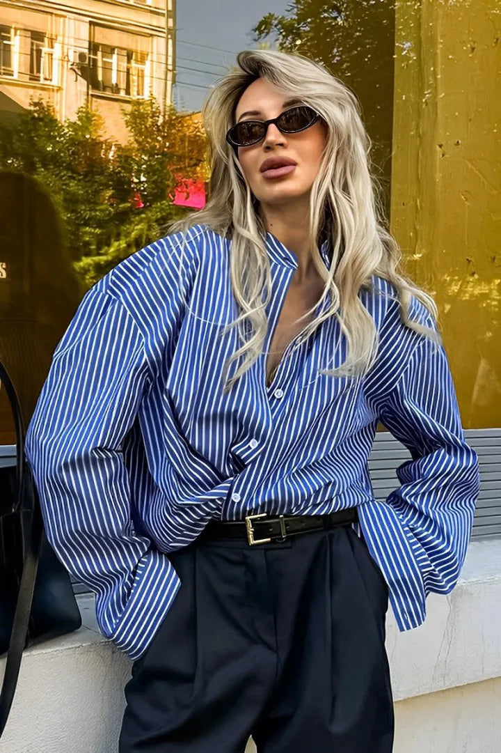 Sofia™ | Blusa a righe patchwork con maniche lunghe