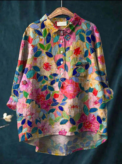 Laura™ | Blusa Classica con Motivo Floreale
