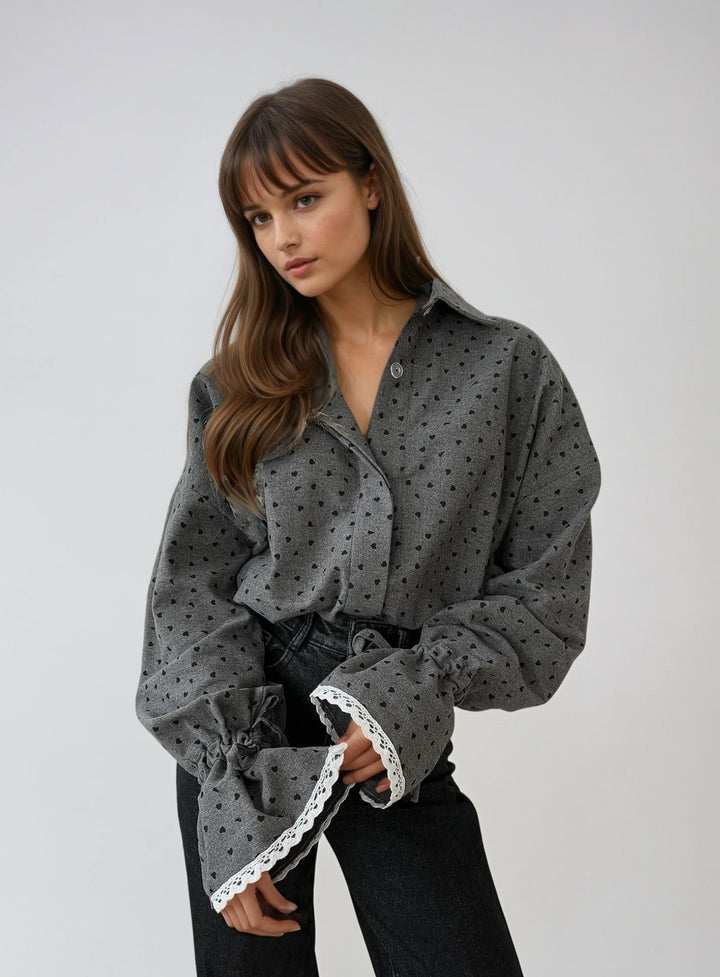 Sofia™ | Esmée - Camicia a Pois con Pizzo