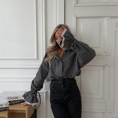 Sofia™ | Esmée - Camicia a Pois con Pizzo