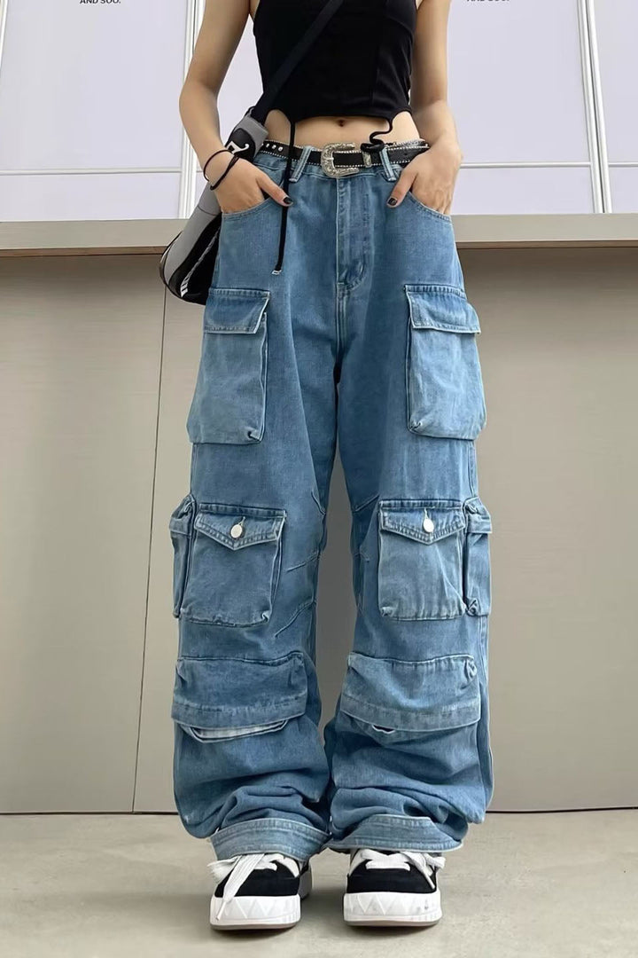 Sofia™ | Jeans a gamba larga con dettagli scintillanti in strass