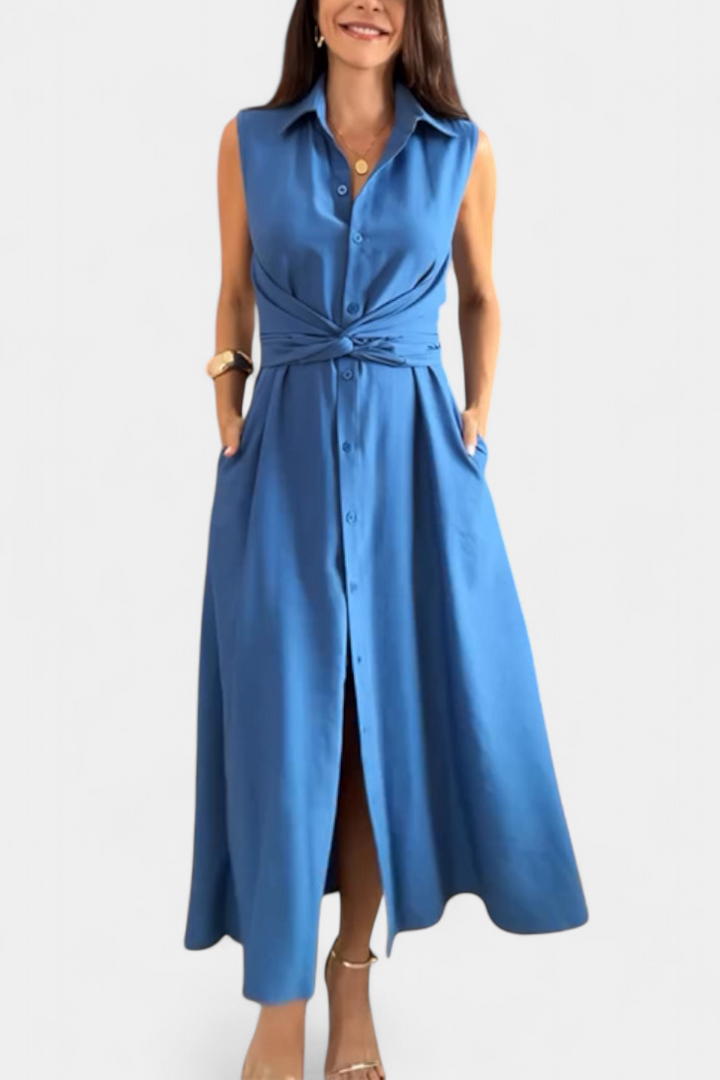 Meryl Vestito Midi Stile Camicia con Bottoni