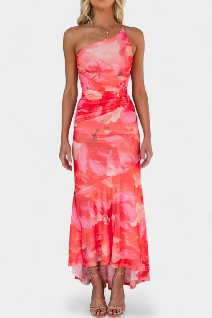 Abigail Vestito Floreale a Una Sola Manica