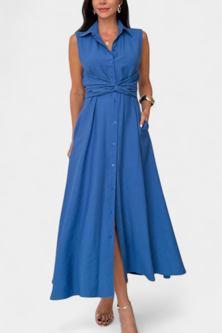 Meryl Vestito Midi Stile Camicia con Bottoni