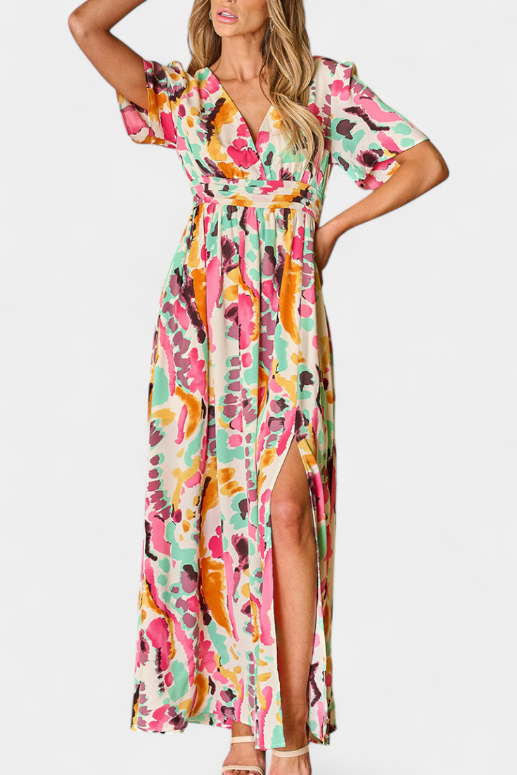 Yuki Vestito Boho con Scollatura a V e Tie-Dye