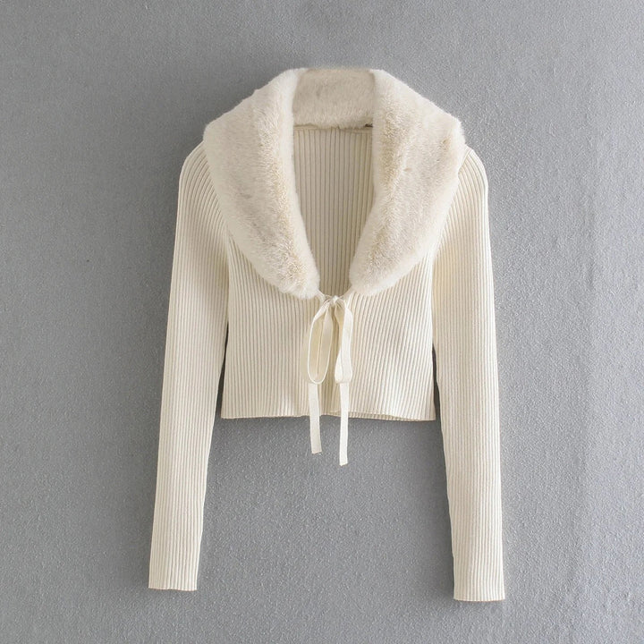 Sofia™ | Cardigan con Bordo in Pelliccia Bellina