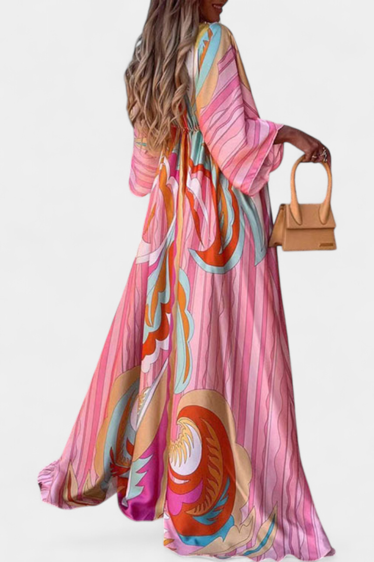 Joelle Vestito Morbido Arcobaleno con Manica a Pipistrello