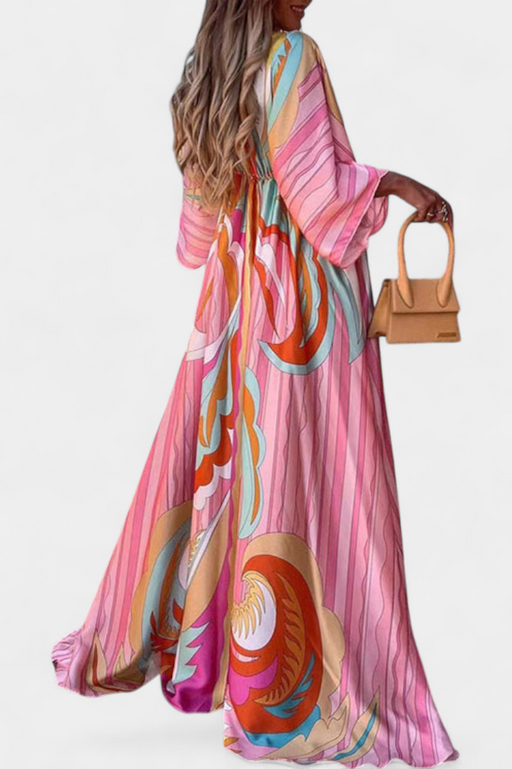 Joelle Vestito Morbido Arcobaleno con Manica a Pipistrello