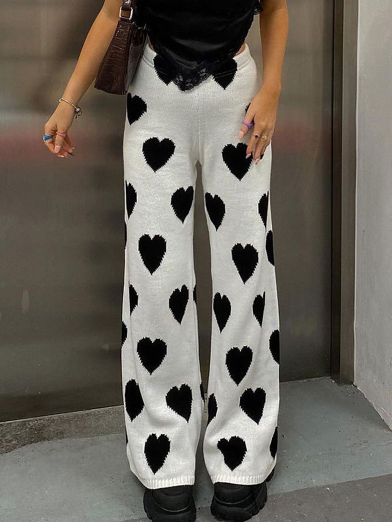 Sofia™ | Pantaloni a gamba larga con motivo a cuori