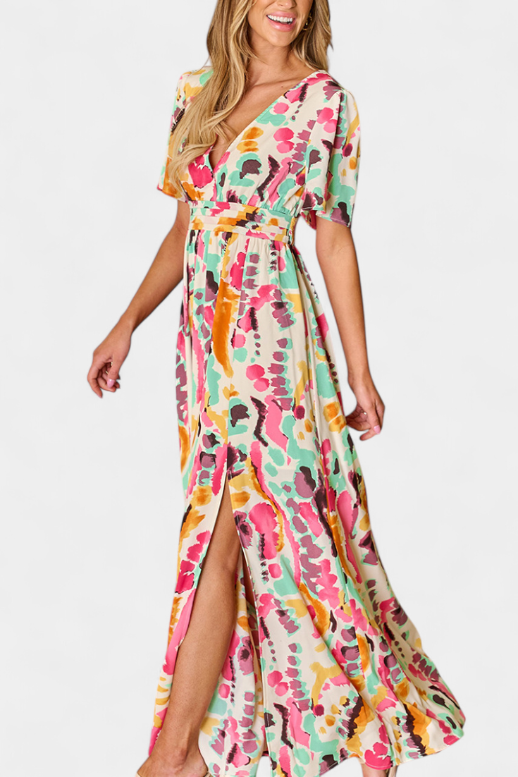 Yuki Vestito Boho con Scollatura a V e Tie-Dye