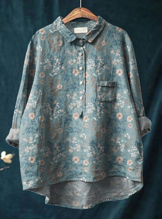 Laura™ | Blusa Classica con Motivo Floreale