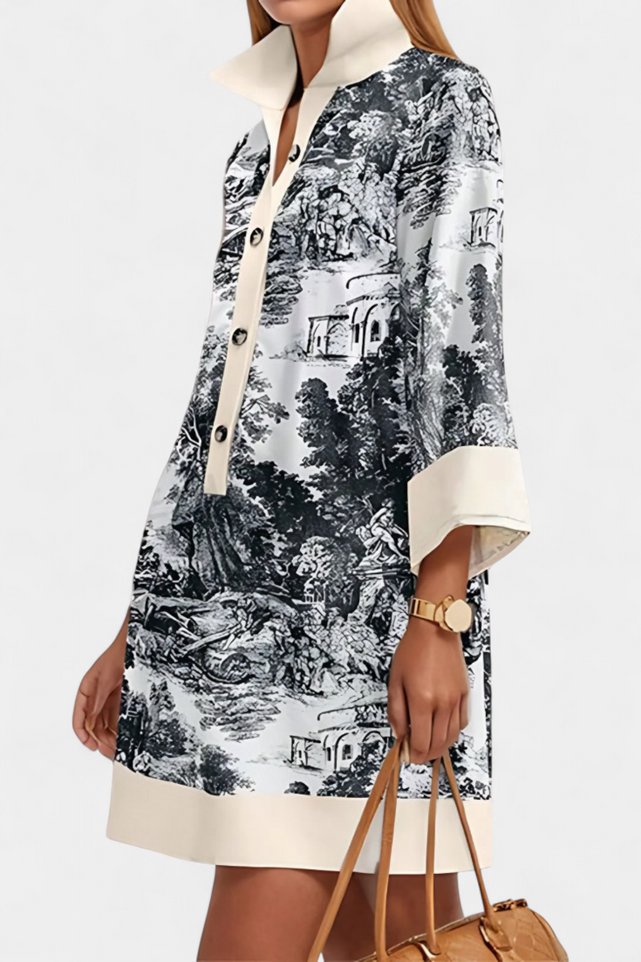 Wilma Vestito Camicia Stampa Paesaggio