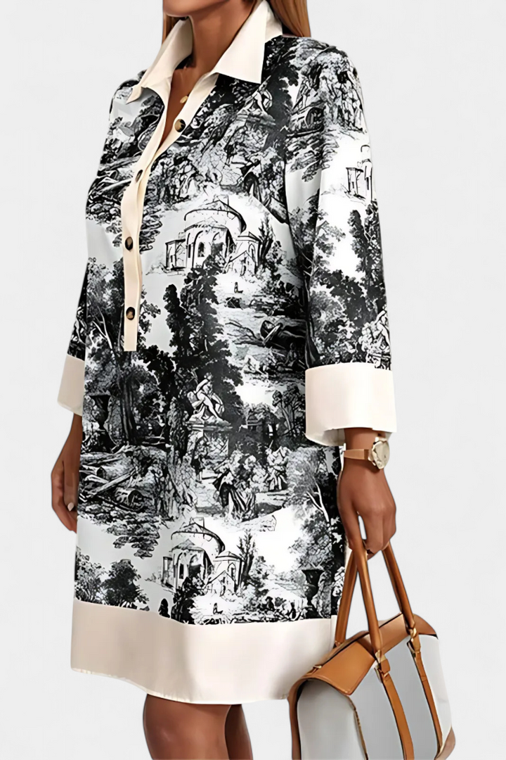 Wilma Vestito Camicia Stampa Paesaggio