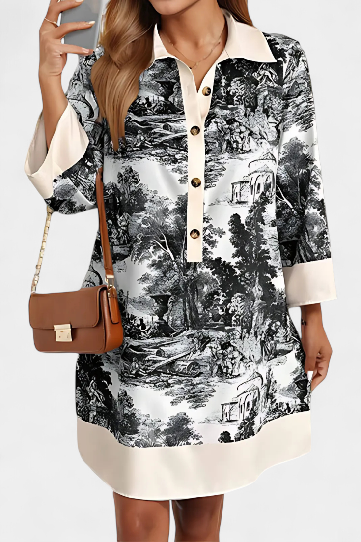 Wilma Vestito Camicia Stampa Paesaggio