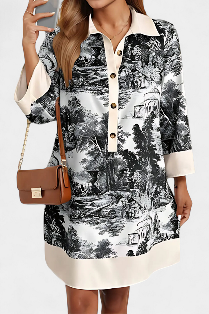 Wilma Vestito Camicia Stampa Paesaggio