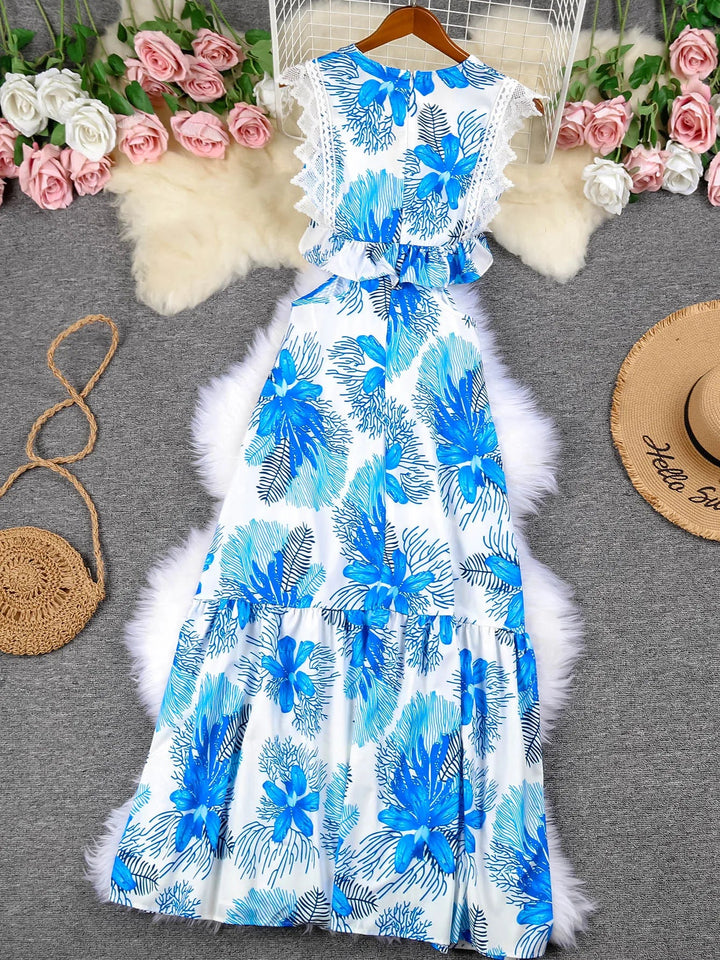 Margie - Abito Maxi in Pizzo Senza Maniche alla Moda