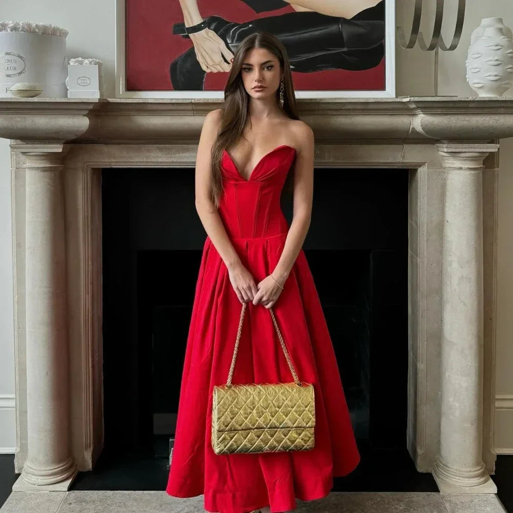 Rafaela - Abito Midi Pieghettato Senza Spalline