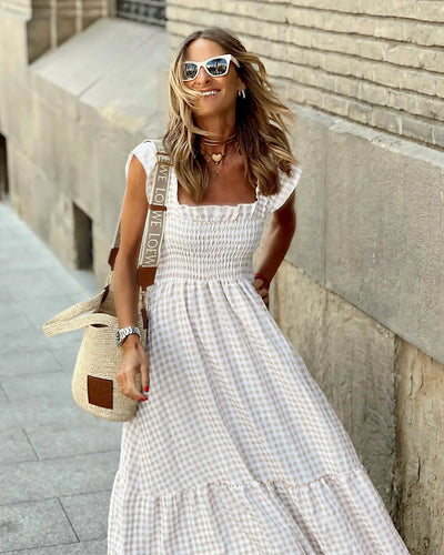 FRANCESCA | Vestito a Quadri con Taglio Retro per Eleganza Istantanea e Comfort Quotidiano