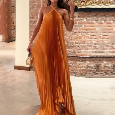 Kyla - Abito Maxi con Scollo Halter Pieghettato Chic