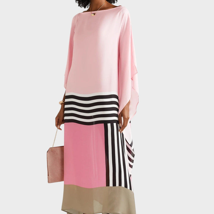 Lucia | Abito Lungo Asimmetrico a Righe