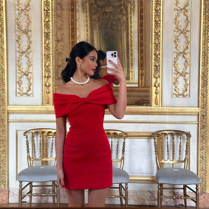 Sofia™ | Abito Amore Fiocco – Eleganza con spalle scoperte