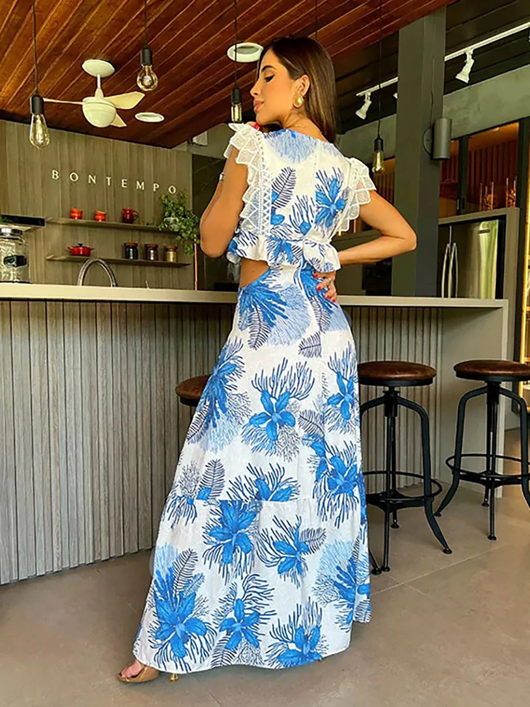 Margie - Vestito Maxi in Pizzo Senza Maniche alla Moda