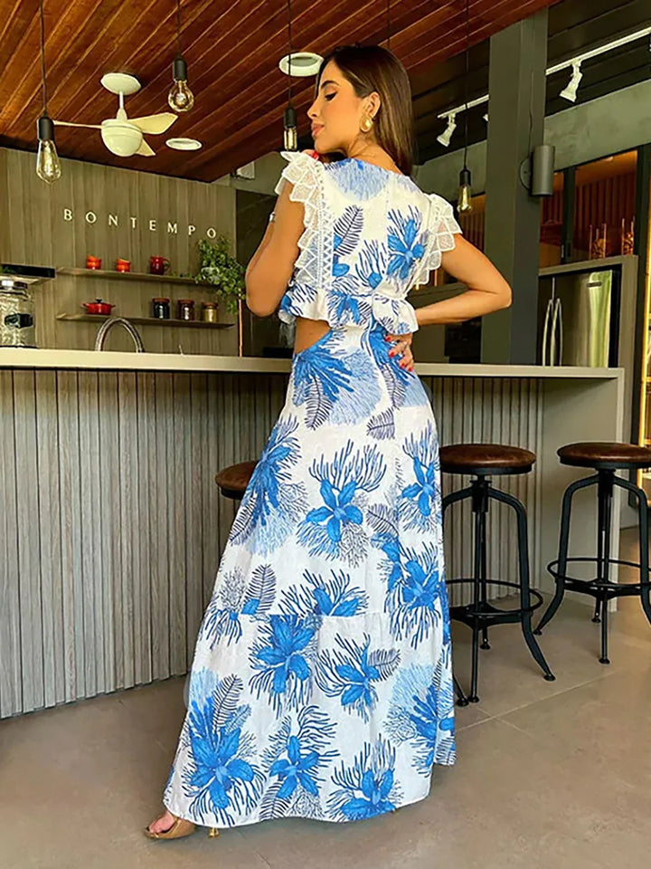 Margie - Vestito Maxi in Pizzo Senza Maniche alla Moda