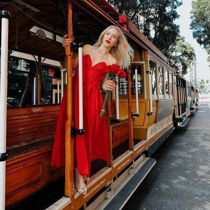 Rafaela - Abito Midi Pieghettato Senza Spalline