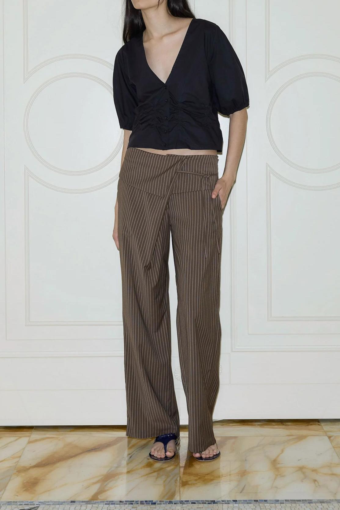 Sofia™ | Pantaloni a Righe Pieghevoli Eleganti