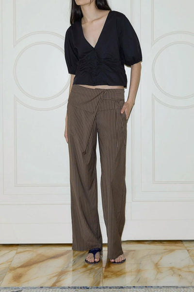 Sofia™ | Pantaloni a Righe Pieghevoli Eleganti