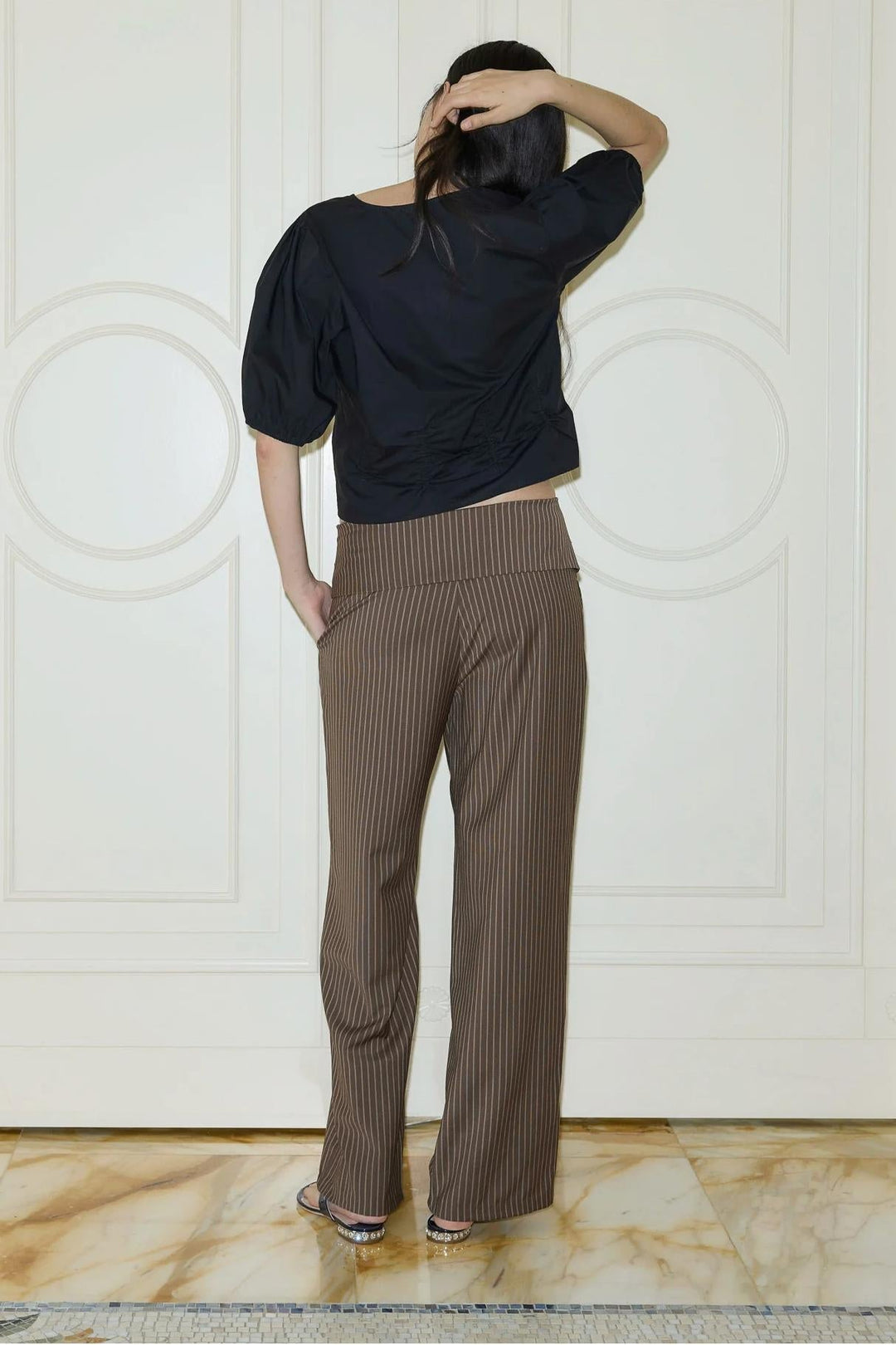 Sofia™ | Pantaloni a Righe Pieghevoli Eleganti