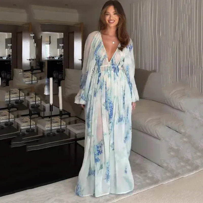 Melaya - Vestito Maxi Blu Oceano