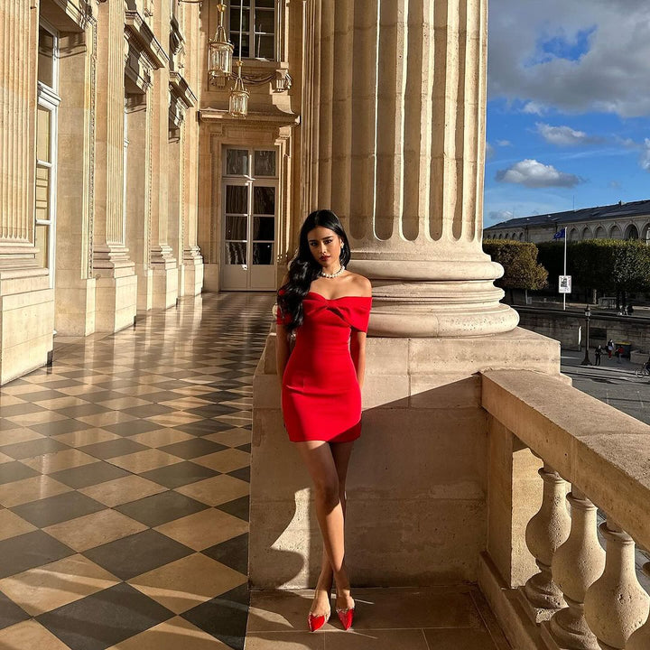 Sofia™ | Abito Amore Fiocco – Eleganza con spalle scoperte