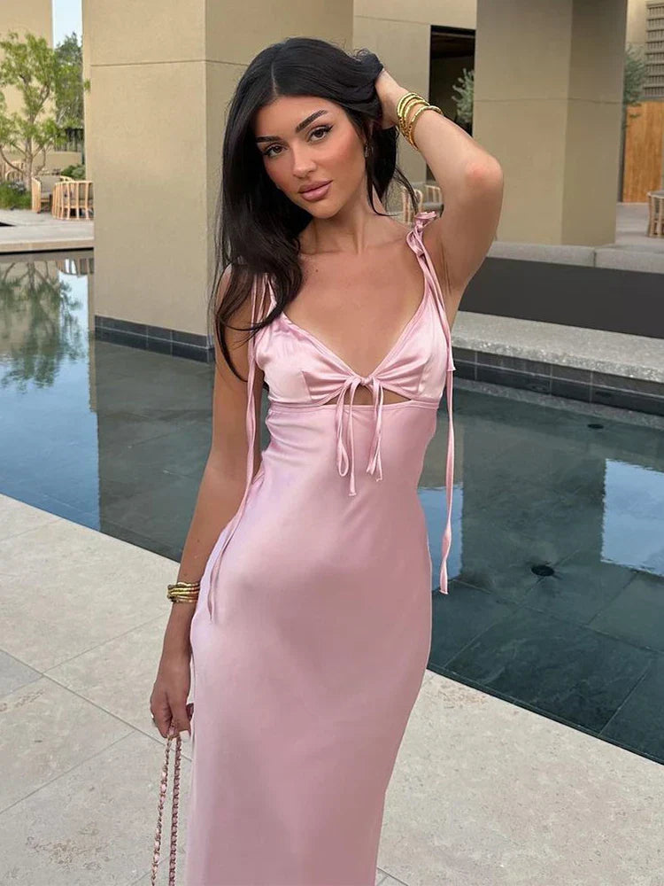 Bellamy | Abito Maxy in Raso Senza Maniche