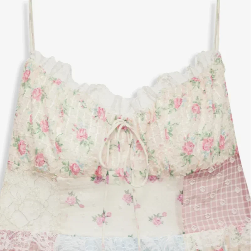 Cyrille - Elegante Abito Maxi Patchwork con Spalline