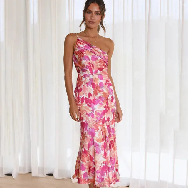 Noemi | Abito off-shoulder floreale rosa