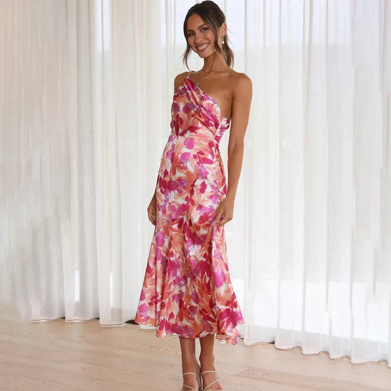 Noemi | Abito off-shoulder floreale rosa
