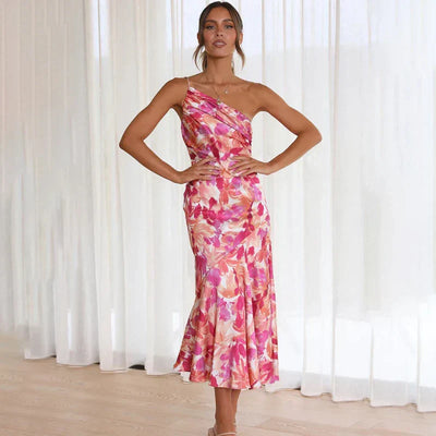 Noemi | Abito off-shoulder floreale rosa