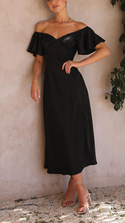 Nalani | Abito Maxi Off-Shoulder con Maniche a Farfalla