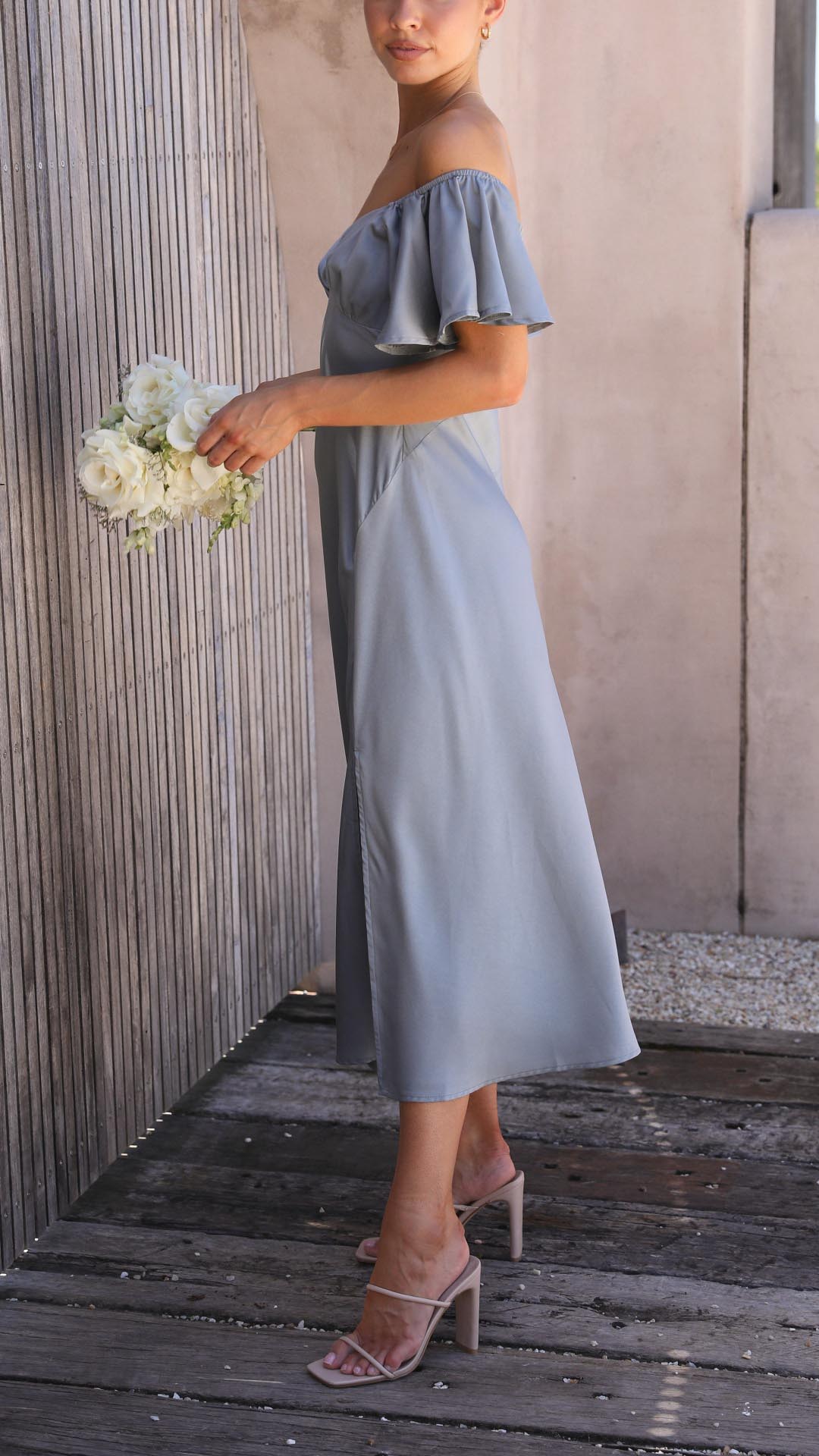 Nalani | Abito Maxi Off-Shoulder con Maniche a Farfalla