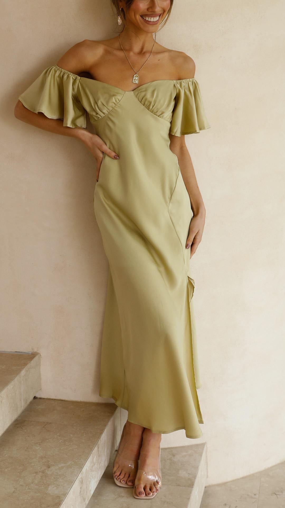 Nalani | Abito Maxi Off-Shoulder con Maniche a Farfalla