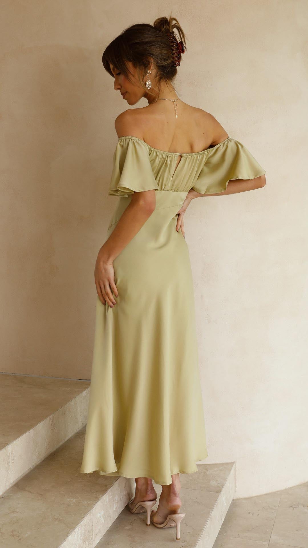 Nalani | Abito Maxi Off-Shoulder con Maniche a Farfalla