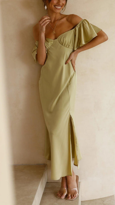 Nalani | Abito Maxi Off-Shoulder con Maniche a Farfalla