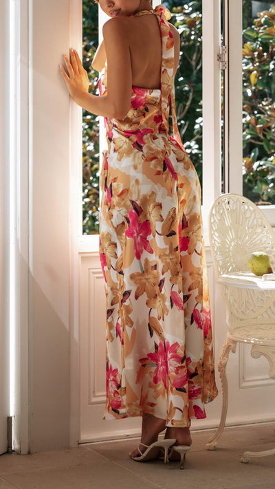 Shannon | Abito Maxi Floral con Scollo Halter