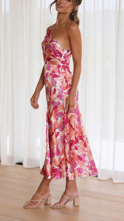 Sophie | Abito Midi Floreale con Spalla Scoperta