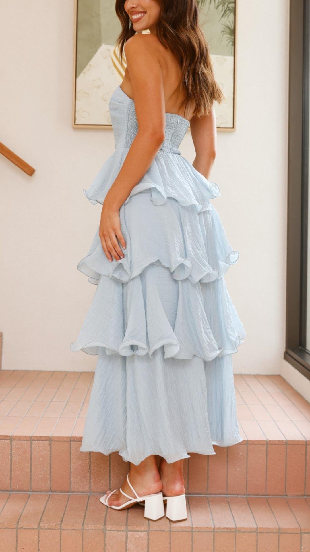 Kate | Abito Maxi con Volant a Strati