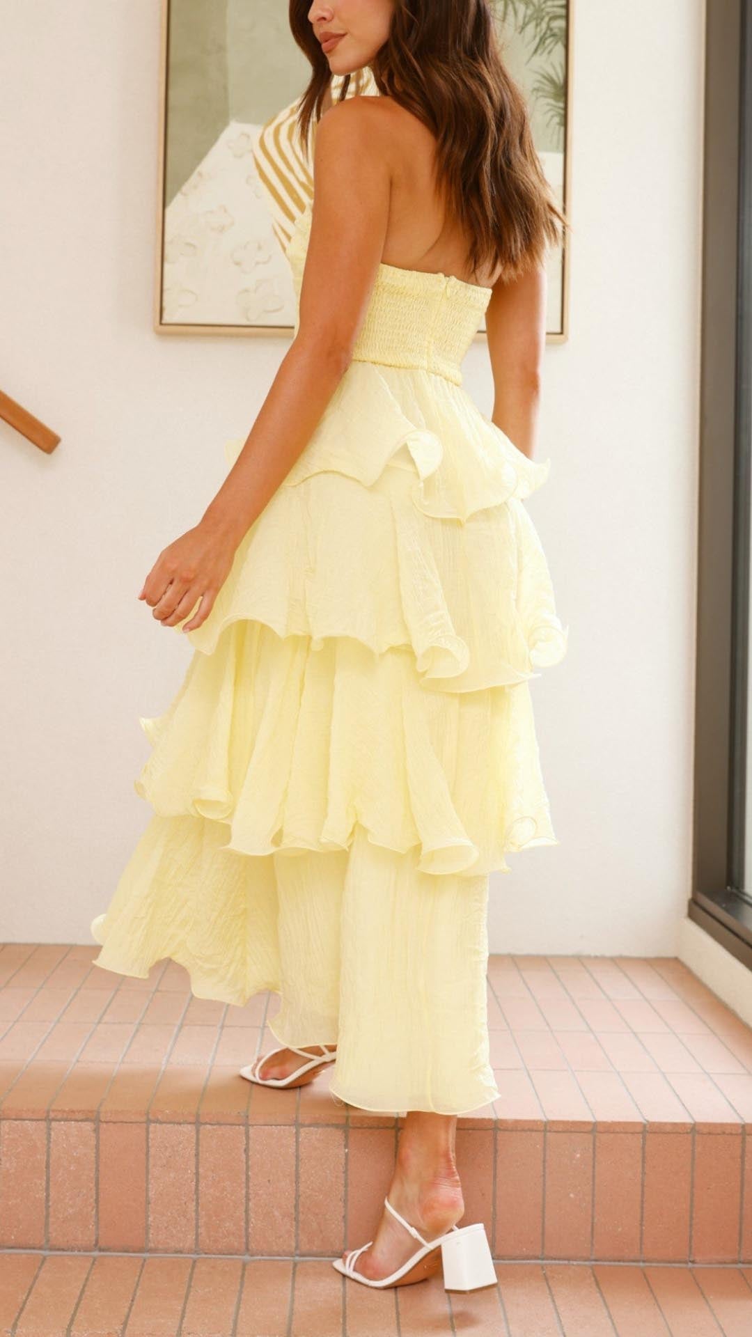 Kate | Abito Maxi con Volant a Strati