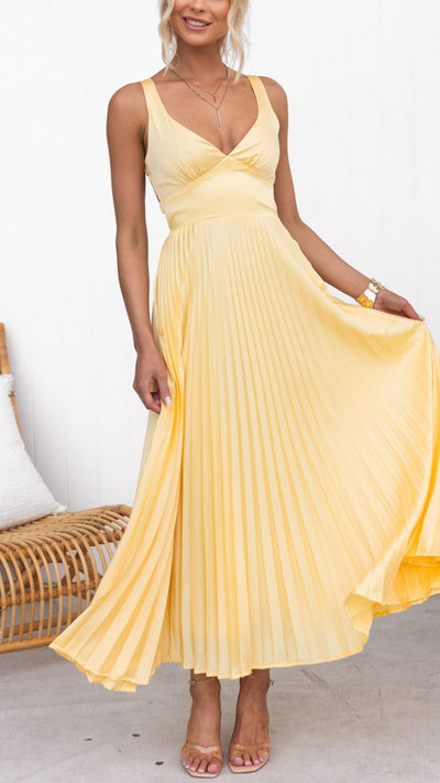Luna™ | Abito Giallo Plissettato