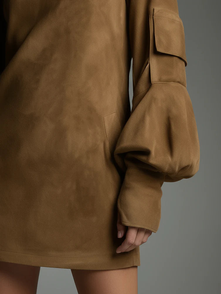 SOFIA™ | ABITO MINI IN SUEDE VINTAGE A COLLO ALTO