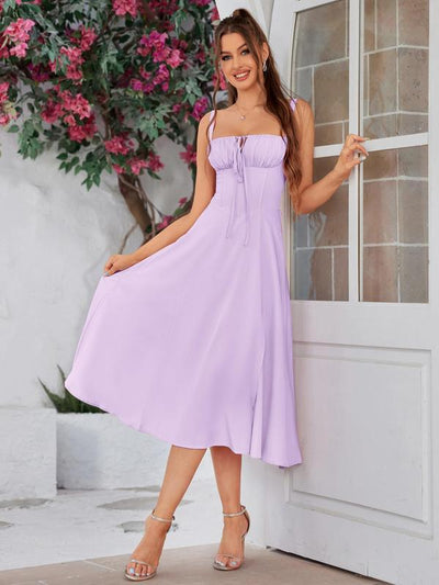 Elena – Abito Midi Elegante con Scollatura Quadrata